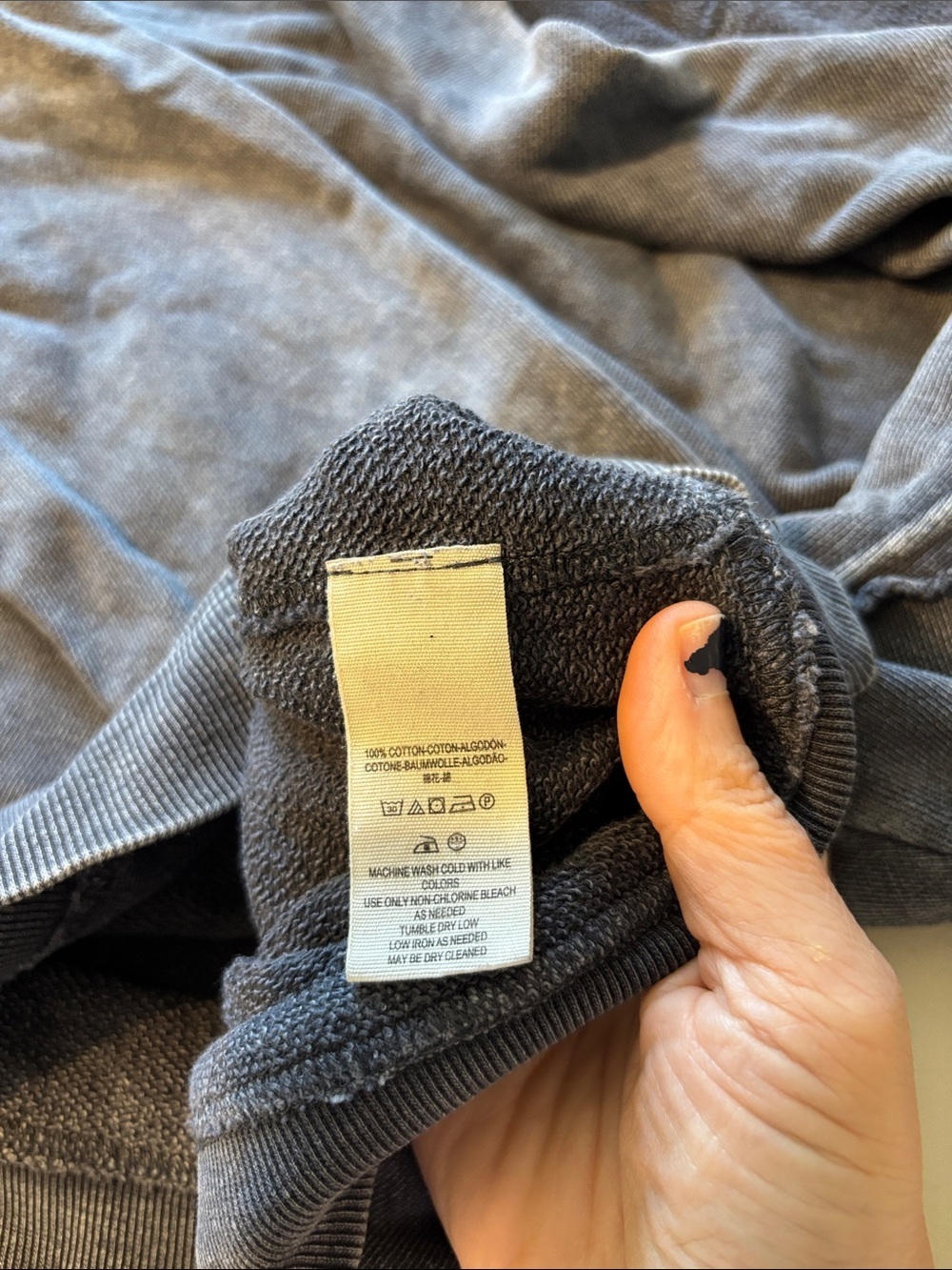 Free People Grey Mock Neck Sweatshirt Size Small Distressed Grunge Whimsigoth - Picture 11 of 11